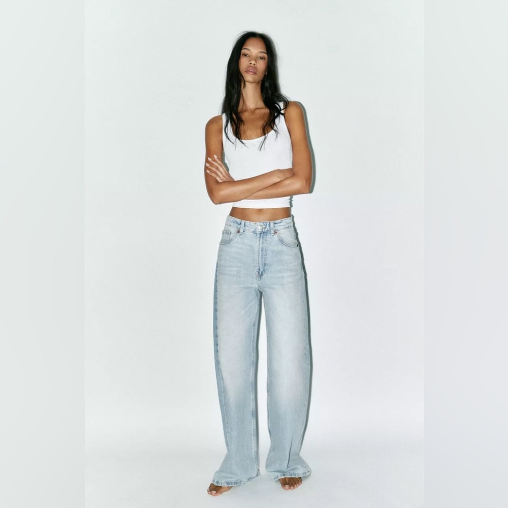 NWT Zara High Rise Full Length Light Blue Women's Jeans